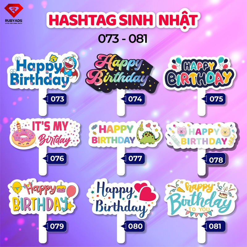 bảng hashtag cầm tay sinh nhật