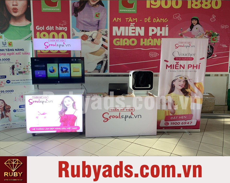 Booth bán hàng di động đẹp mắt và giá rẻ tại Rubyads.com.vn