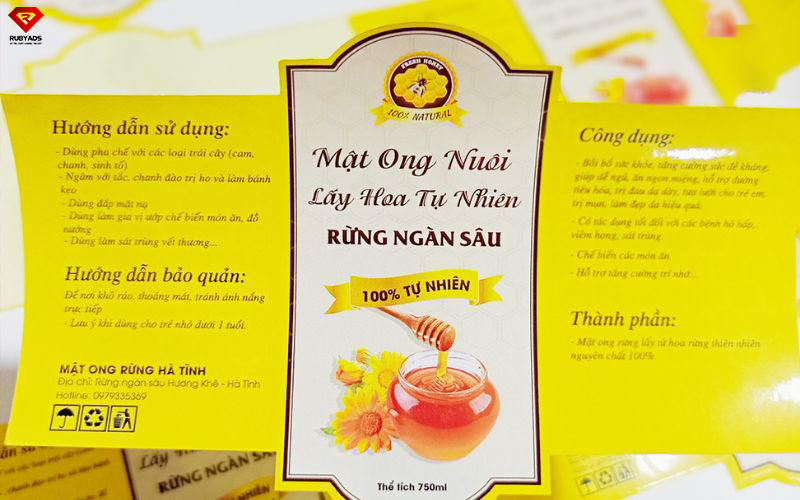 in tem nhãn mật ong